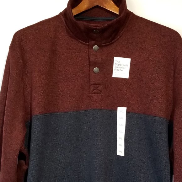 Men's XXL Plum/Navy SuperSoft Fleece Sweater/Top  NWT  Snap Collar  MS13K403RB - Picture 4 of 11